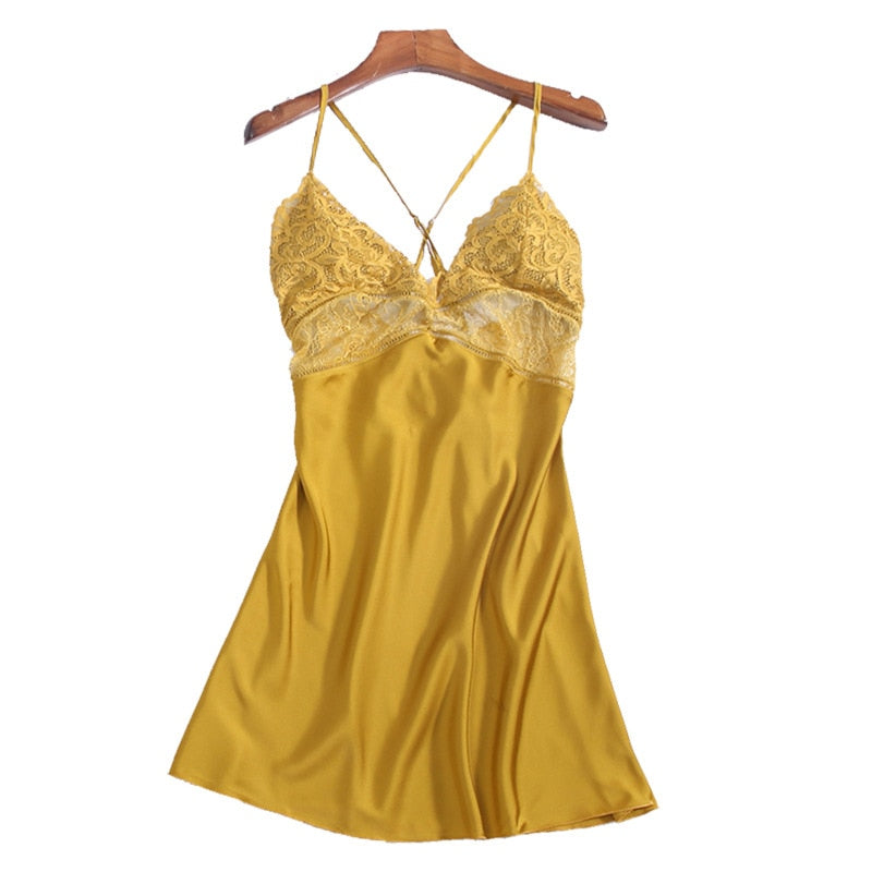 Levoire | Chemise De Nuit En Dentelle Jaune