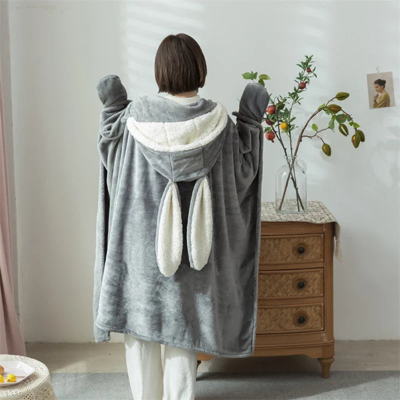 Levoire | Peignoir En Lapin Avec Capuche Gris Universel