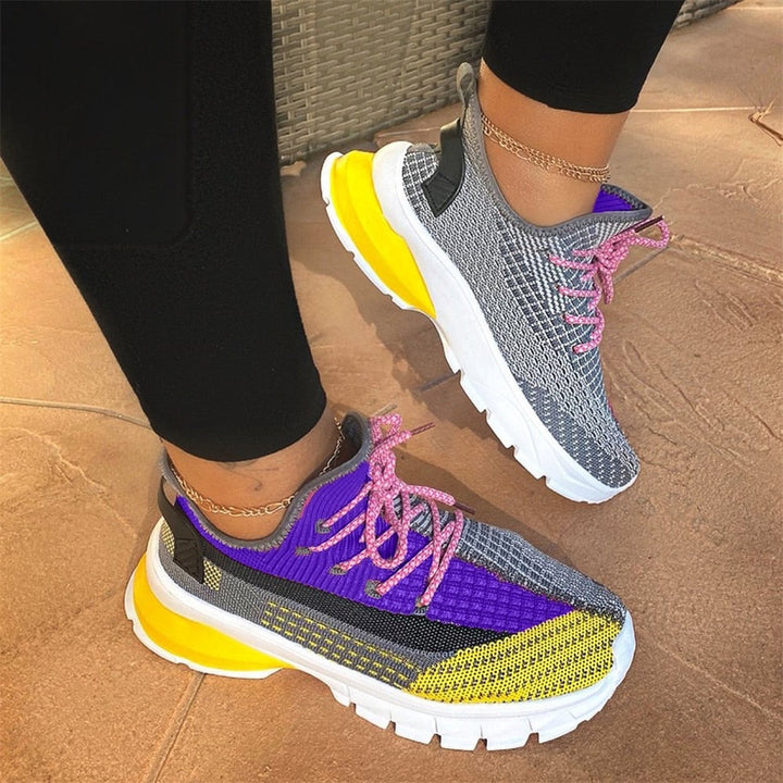 Levoire | Baskets Multicolores Respirantes Quotidien Jaune Lilas