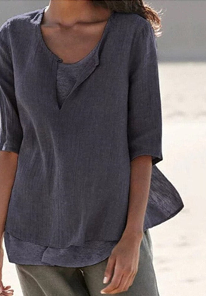 Levoire | Chemise À Col En V Pour Femmes Gris Foncé