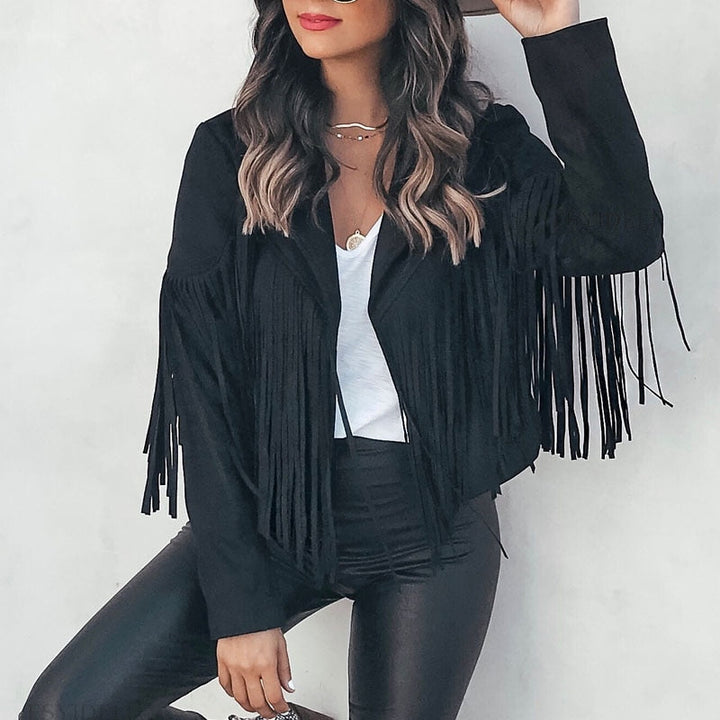 Levoire | Veste En Cuir Nubuck Avec Franges
