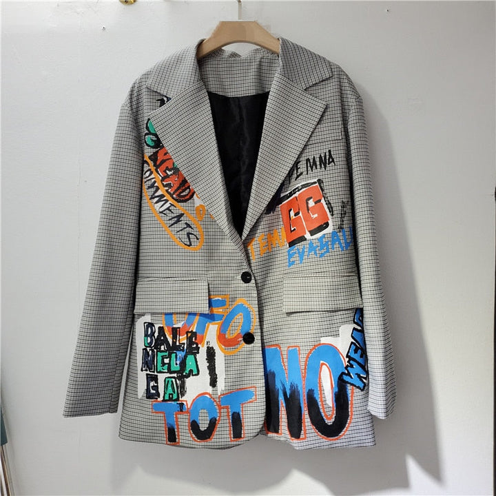 Levoire | Blazer Avec Imprimé Graphique Pour Femmes Gris Taille unique