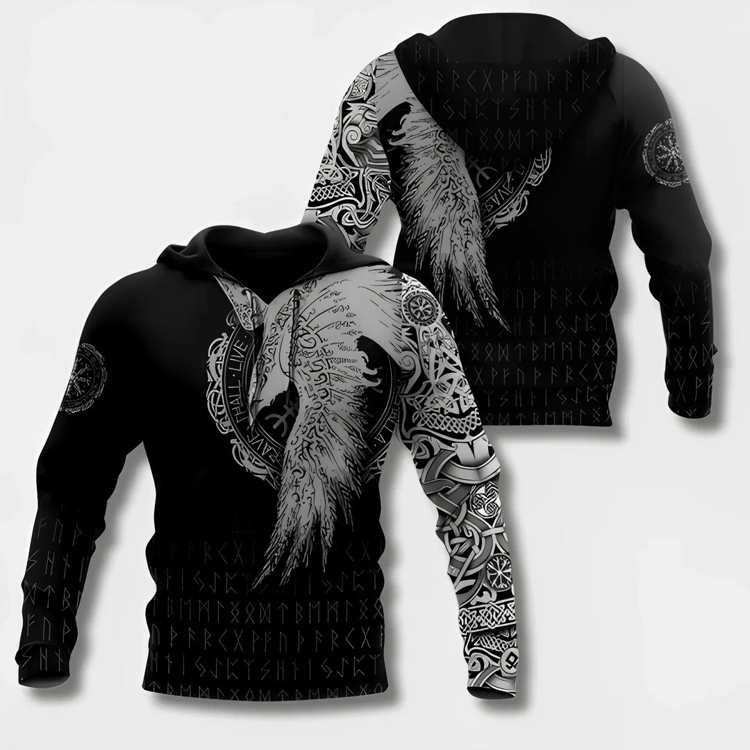 Levoire | Sweat À Capuche Inspiré Par Les Vikings Pour Hommes Fumée noire