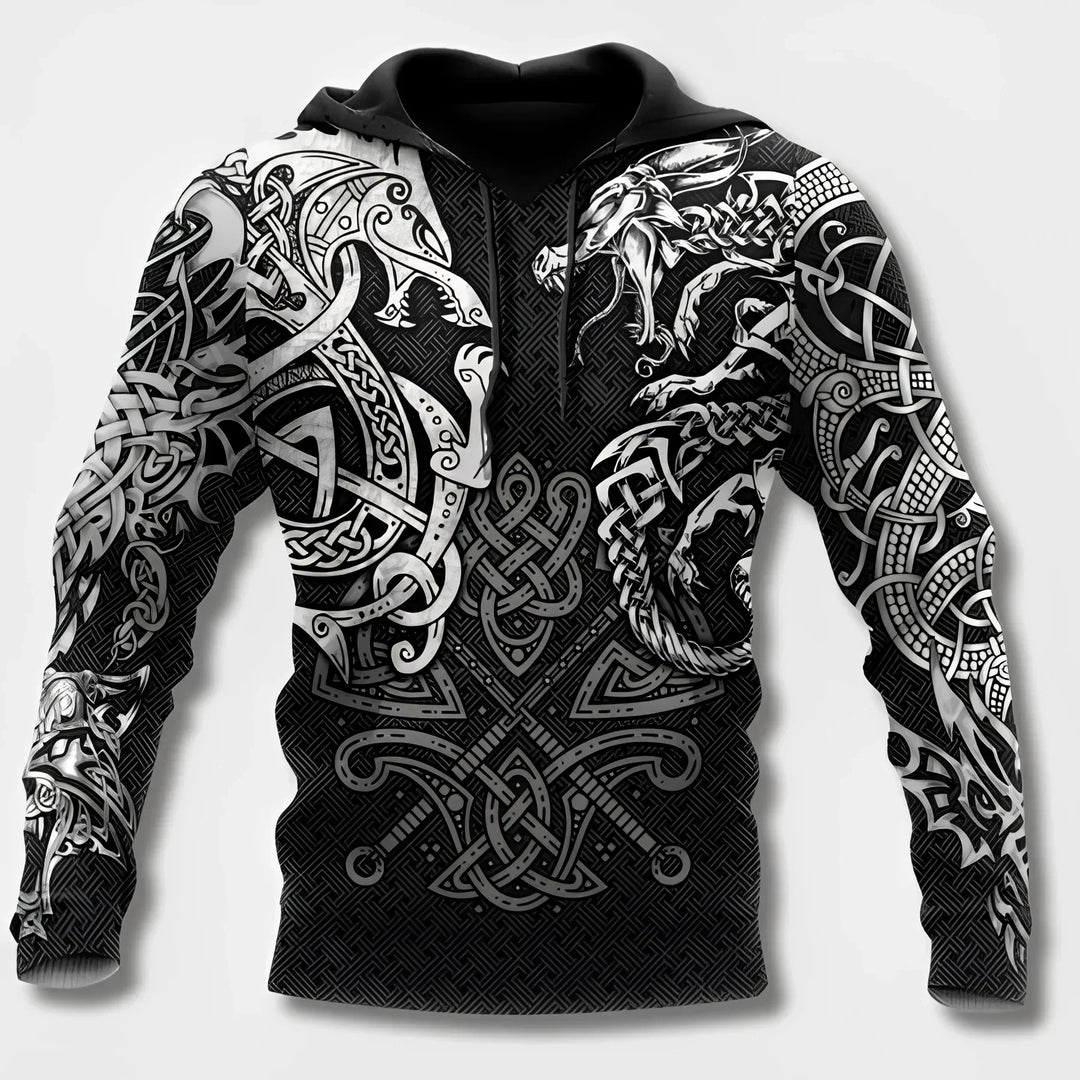 Levoire | Sweat À Capuche Inspiré Par Les Vikings Pour Hommes Blanc
