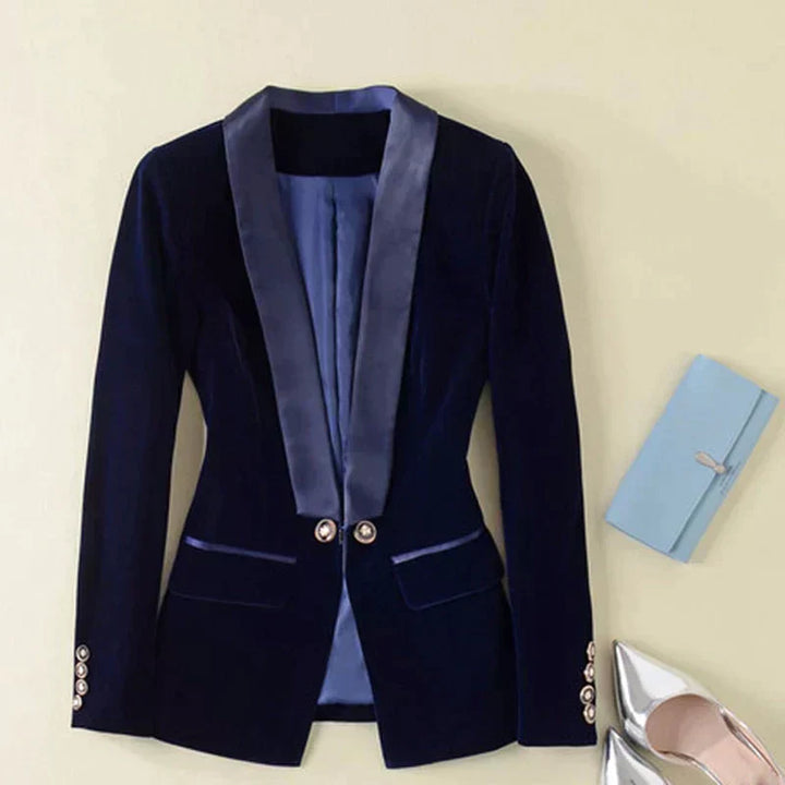 Levoire | Blazer En Velours Élégant Pour Femmes Bleu foncé