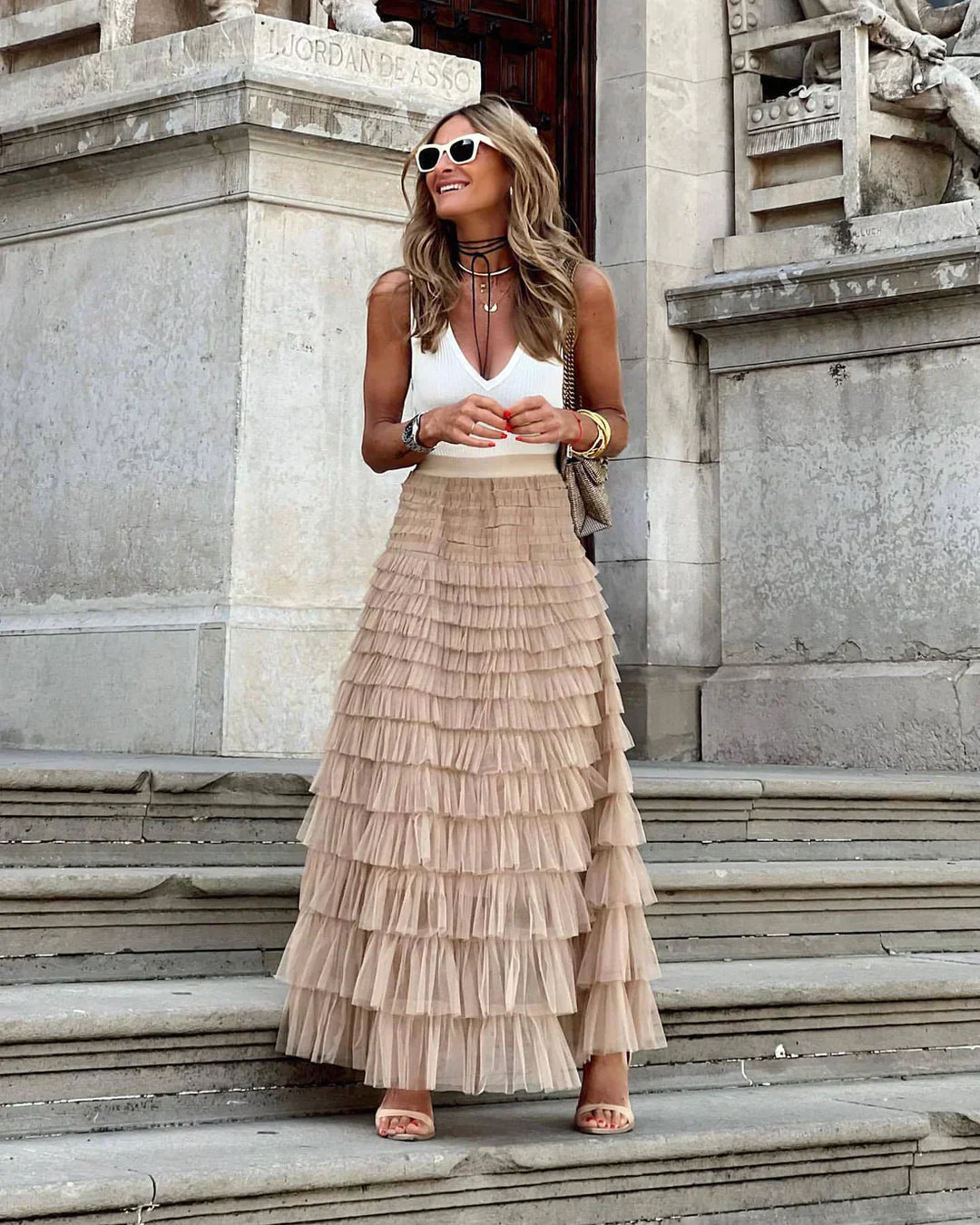Levoire | Jupe Tendance Avec Taille Élastique Khaki