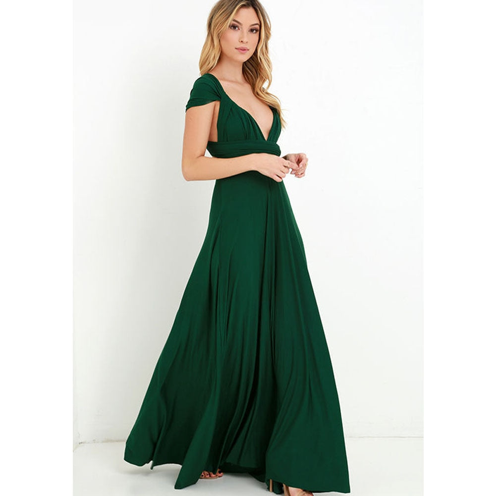 Levoire | Robe Longue Polyvalente À Design Élégant Multi-Styles Vert