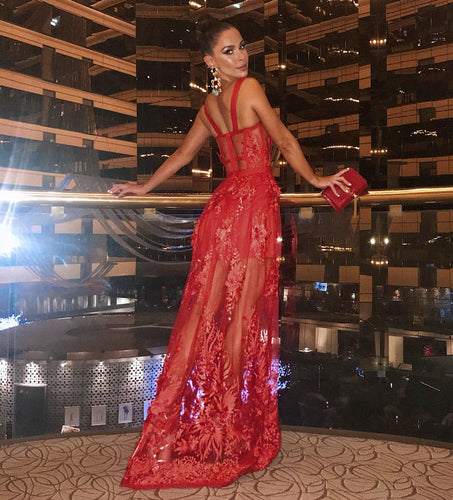 Levoire | Robe En Filet Longue Avec Des Fleurs