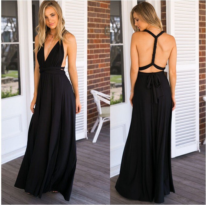 Levoire | Robe Longue Polyvalente À Design Élégant Multi-Styles Noir