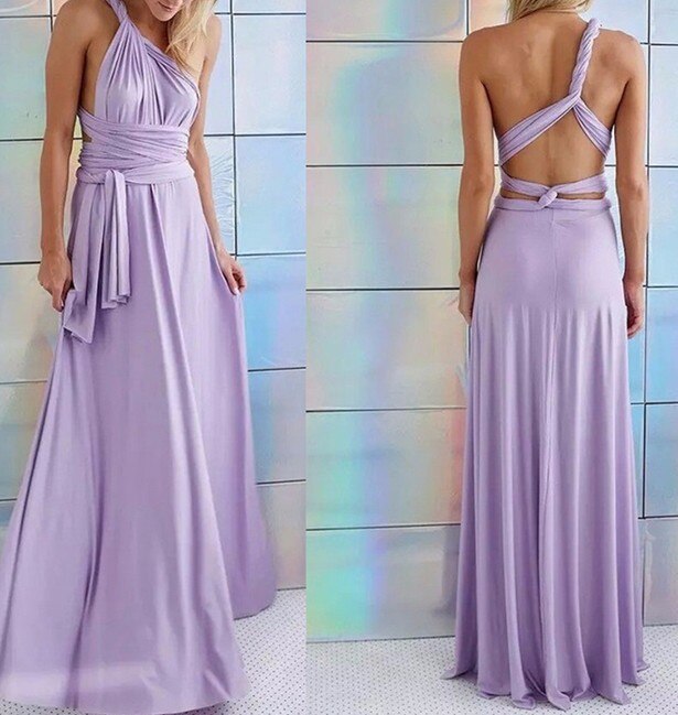 Levoire | Robe Longue Polyvalente À Design Élégant Multi-Styles Lila