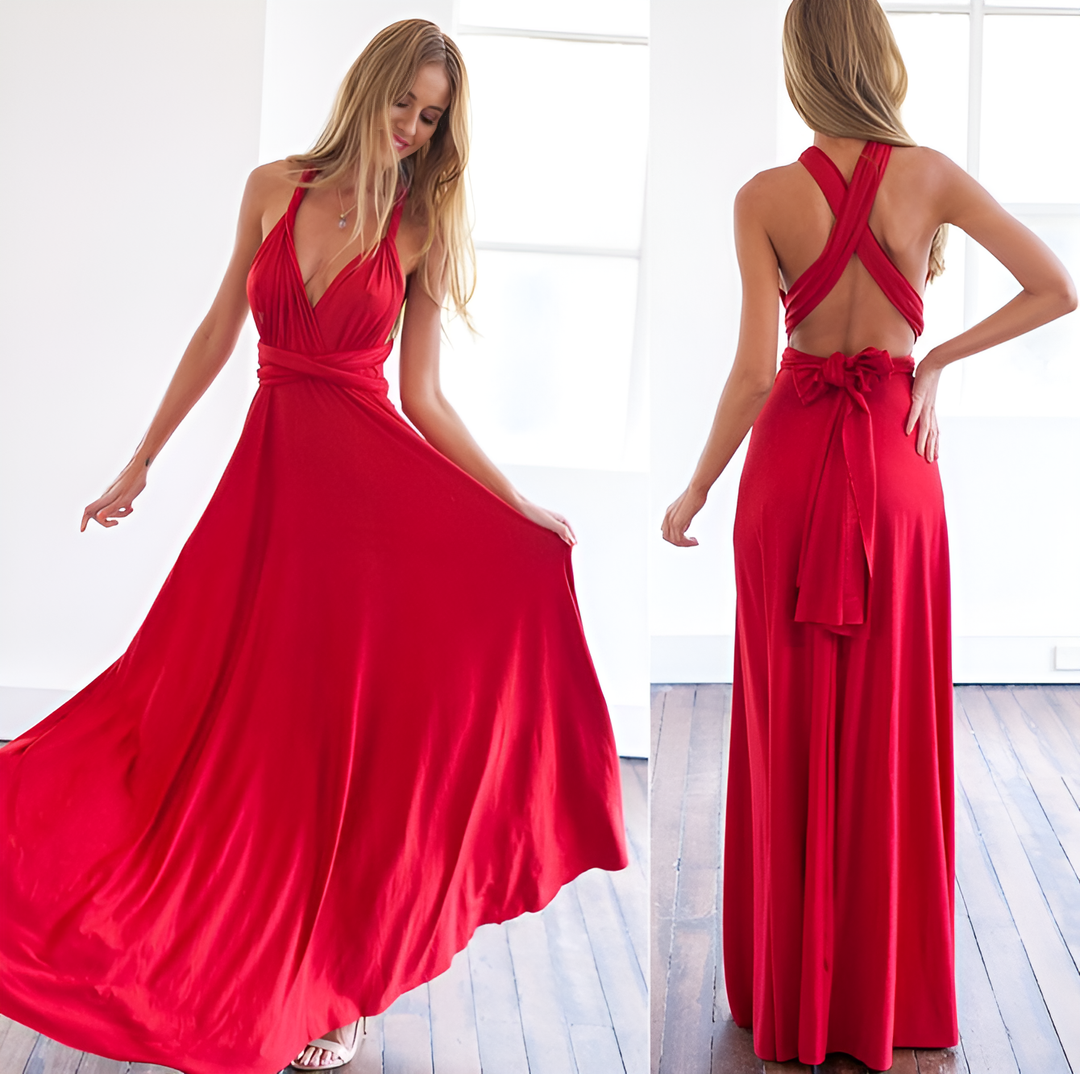 Levoire | Élégant Robe D'Été Wrap Sans Effort Rot