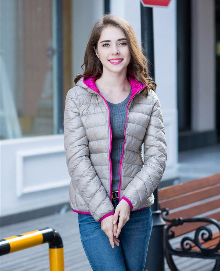 Levoire | Veste Légère En Duvet Pour Femmes | Hiver Beige & Rose