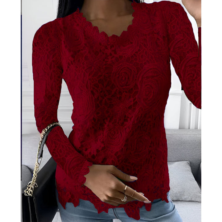 Levoire | Chemise En Dentelle Élégante À Manches Longues Vin rouge