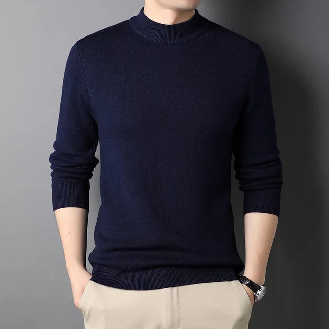 Levoire | Pull Col Roulé Premium Coupe Slim Bleu marine