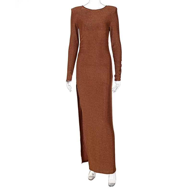 Levoire | Robe À Bretelles Dos Nu À Manches Longues En Paillettes