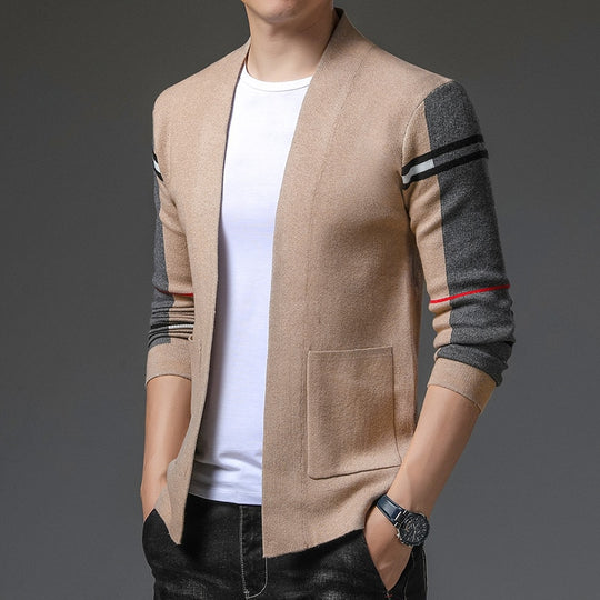 Levoire | Cardigan Tricoté À Manches Longues Confortable Avec Poches Khaki