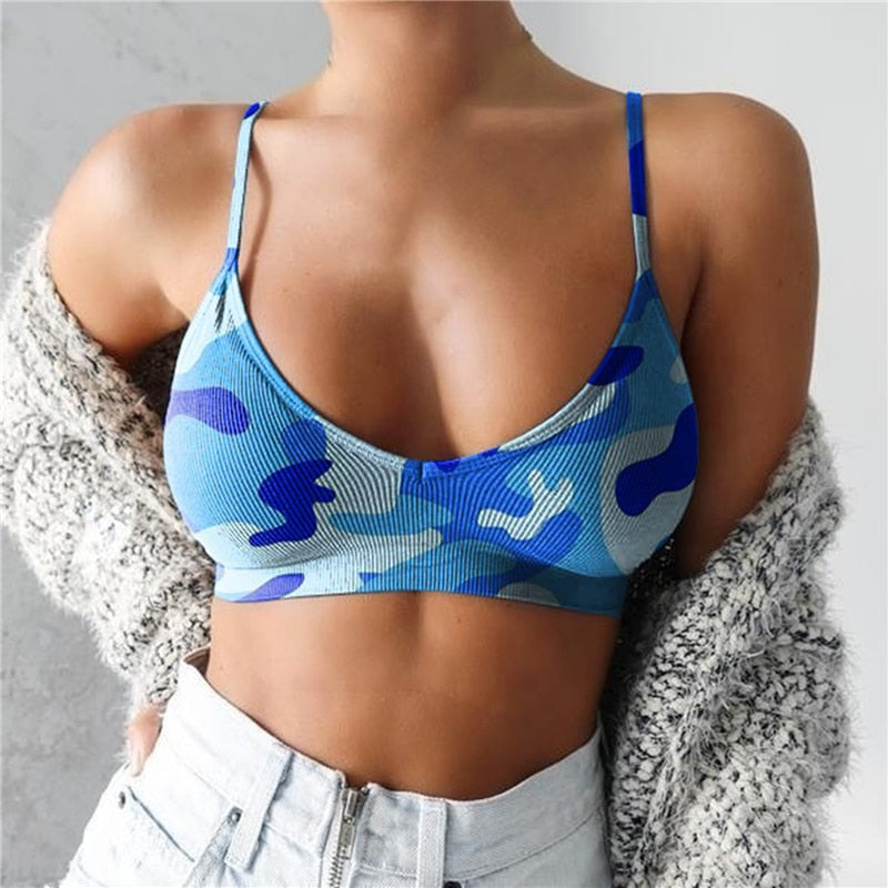 Levoire | Haut Court Camouflage - Un Haut Pour Femme Cool Et Estival Bleu