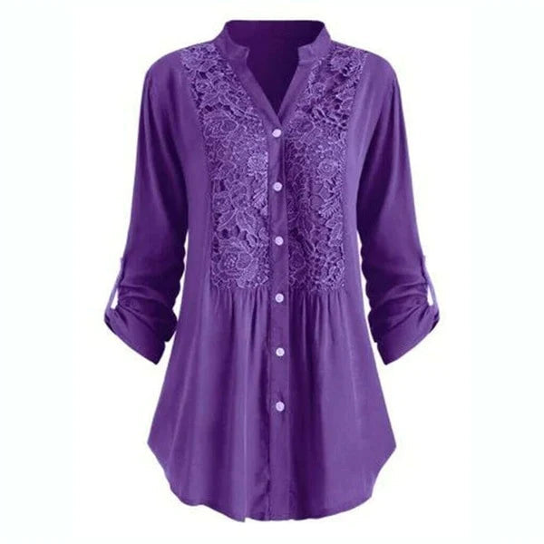 Levoire | Motepé V-Neck Long Blouse Avec Manches Bouffantes Et Boutons Lilla