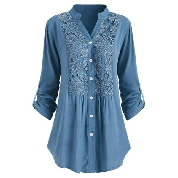 Levoire | Chemise Longue Avec Manches Bouffantes bleu