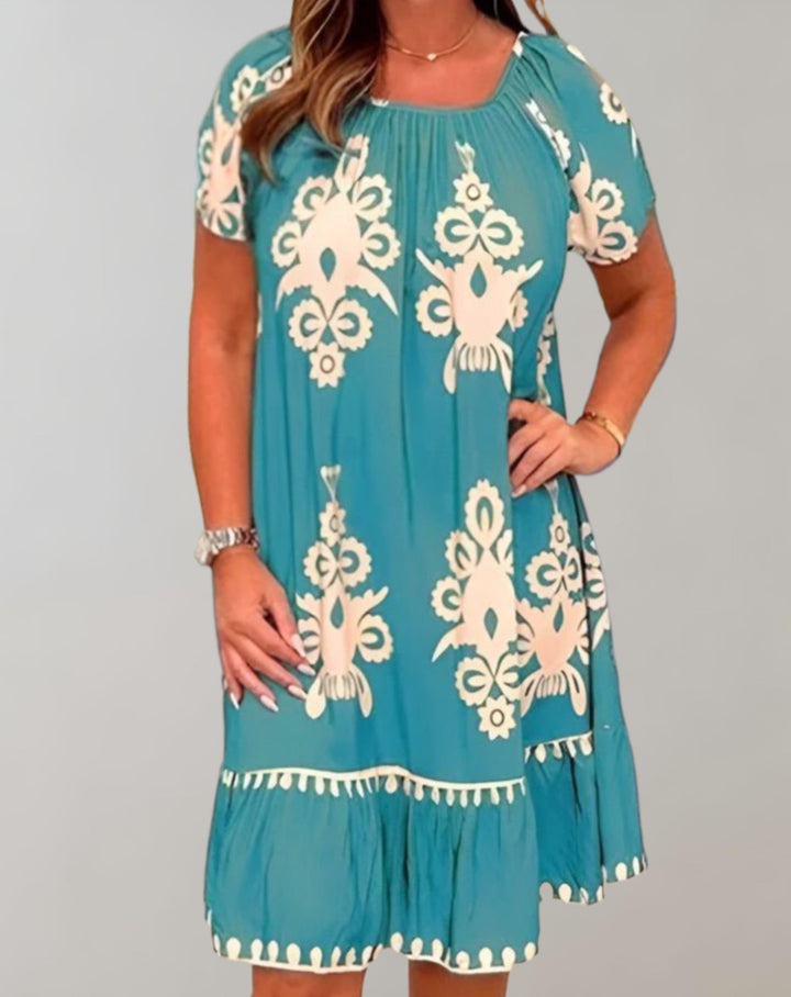 Levoire | Robe Midi D'Été Légère À Motif Floral Bleu