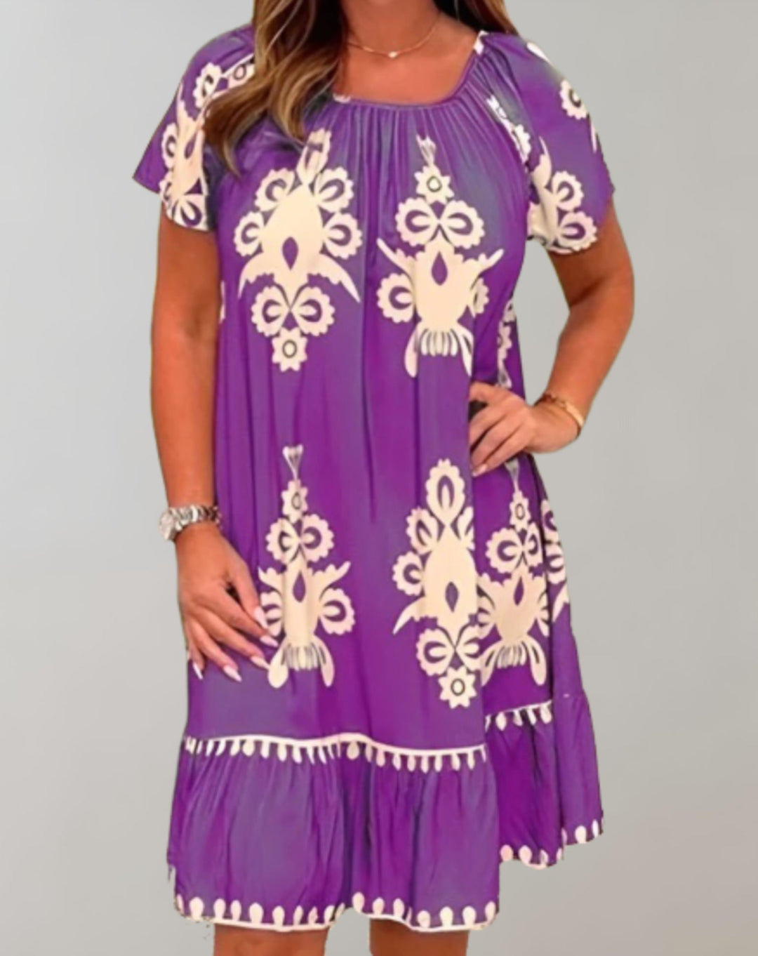 Levoire | Robe Midi D'Été Légère À Motif Floral Violet