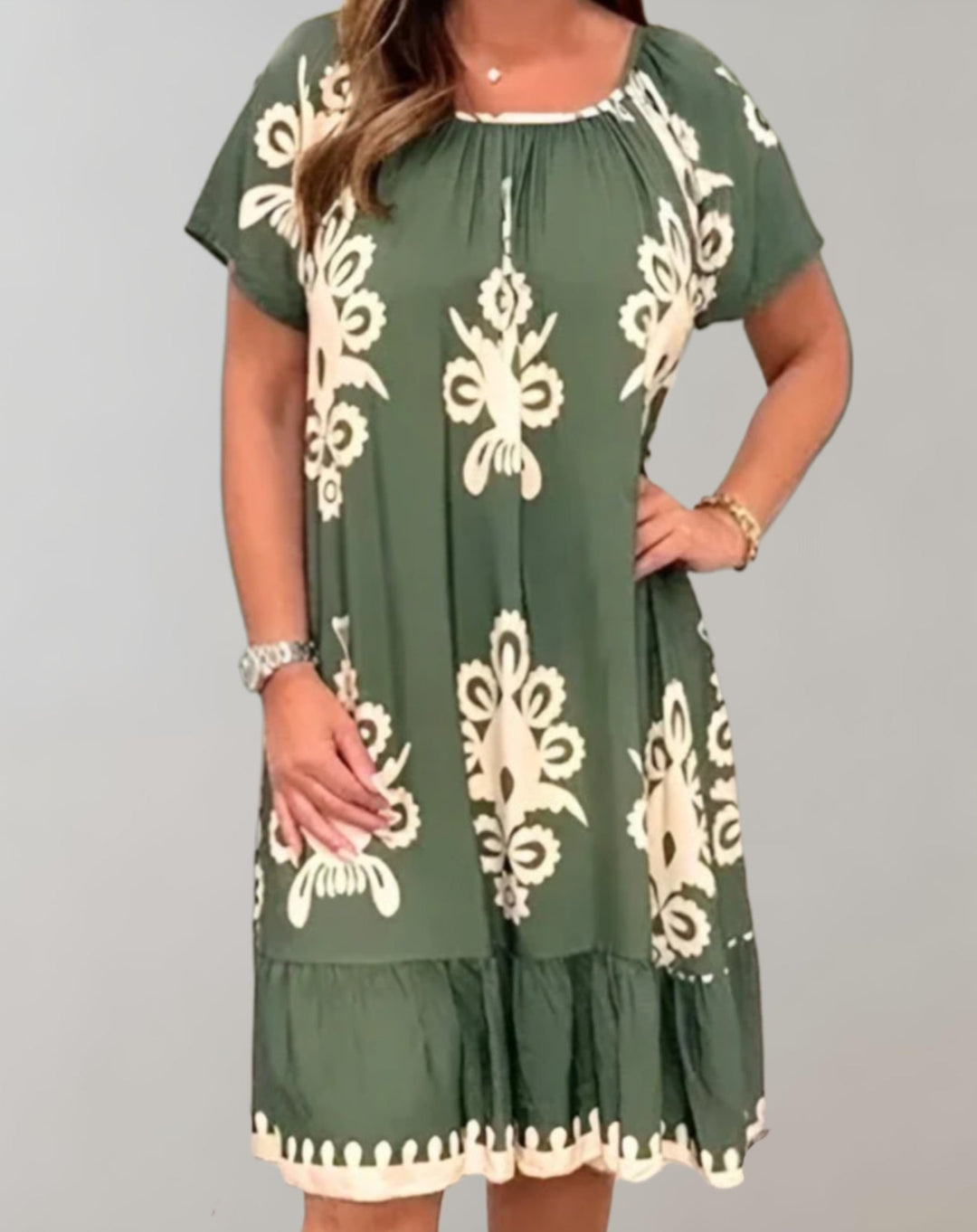 Levoire | Robe Midi D'Été Légère À Motif Floral Vert