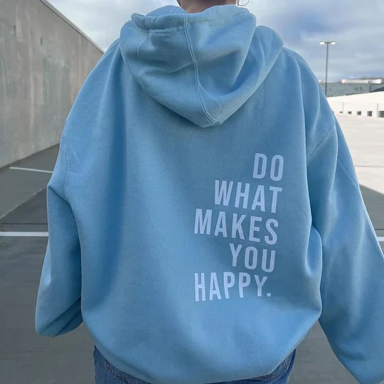 Levoire | Pull À Capuche Confortable Avec Texte Inspirant Bleu