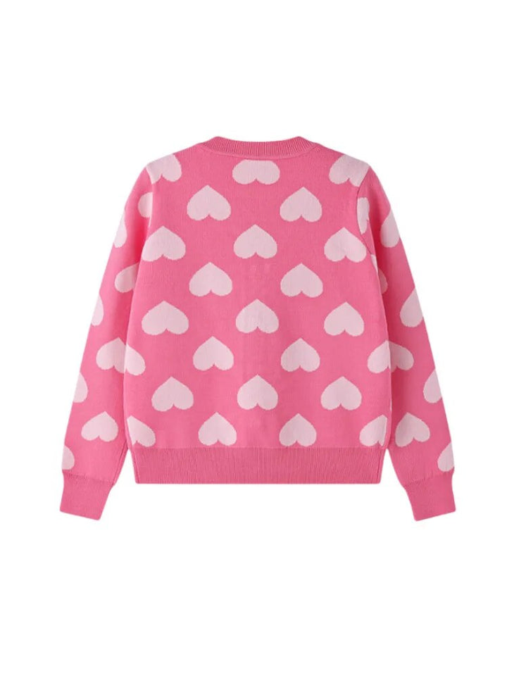 Levoire | Cœur Amour Jacquard Rose Gilet Tricoté