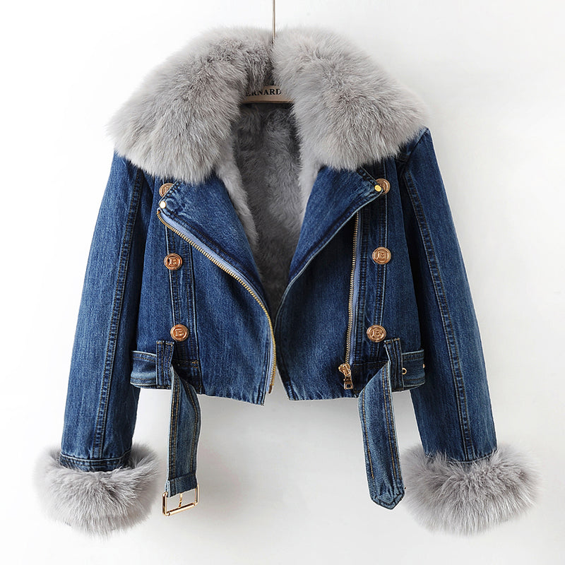 Levoire | veste en jean avec fourrure Bleu foncé (Seulement 8 unités restantes)