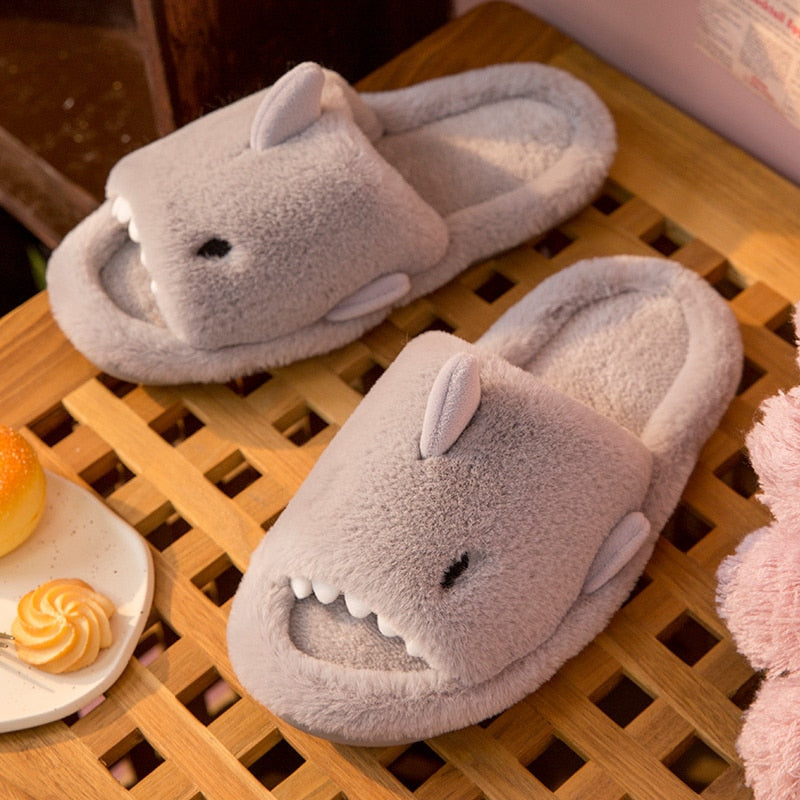 Levoire | Chaussons En Laine Requin Cartoon Gris