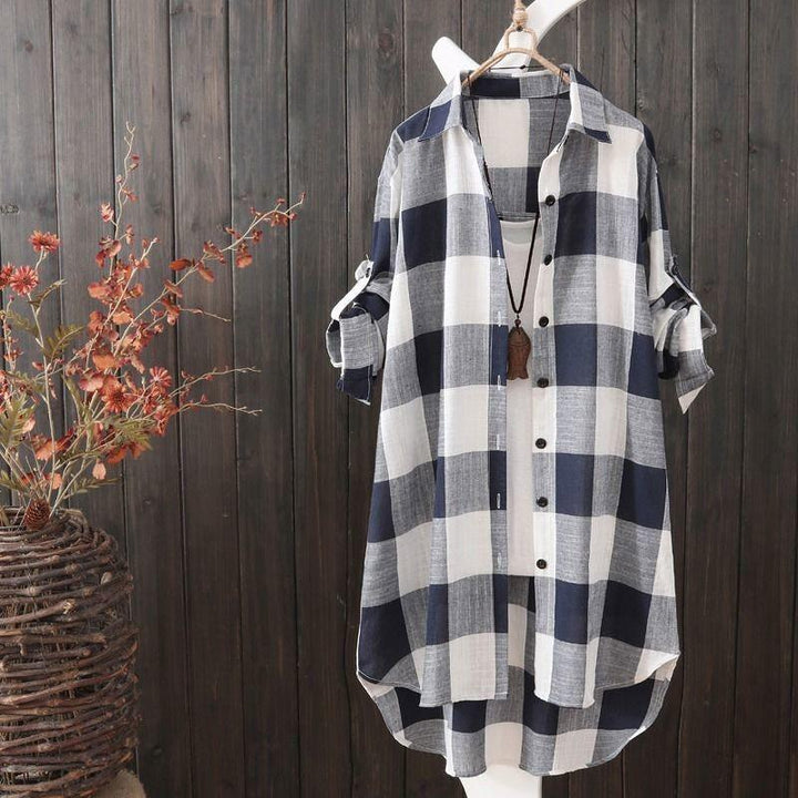 Levoire | Blouse Surtaillée Pour Femmes Bleu Blanc À Carreaux