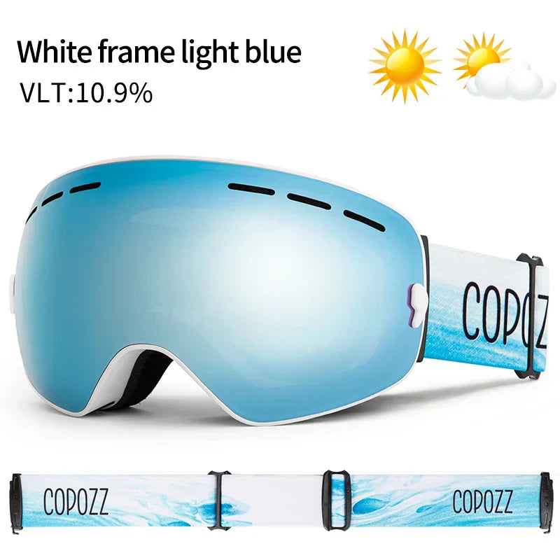 Levoire | De Ski Unisexe Uv400 Anti-Buée Blanc Bleu