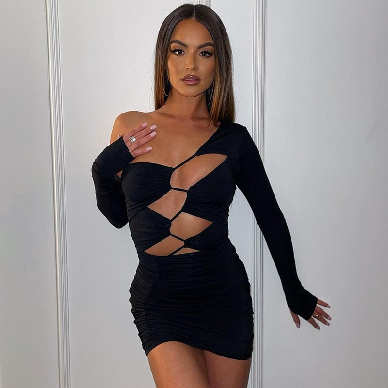 Levoire | Robe Mini À Bandage Découpe À Manches Longues