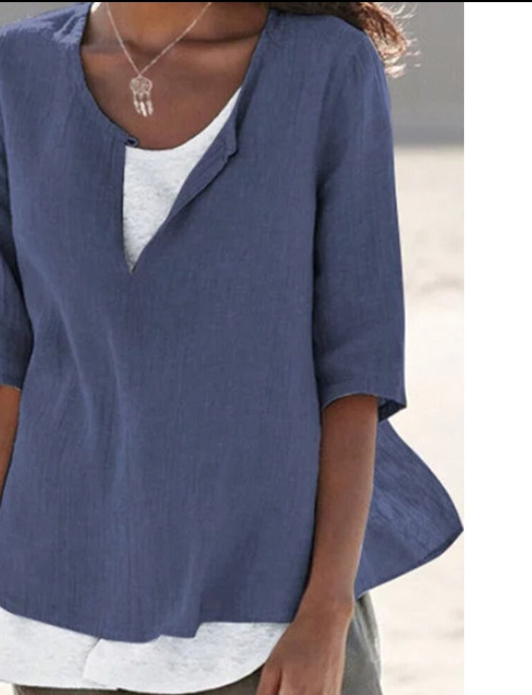 Levoire | Chemise À Col En V Pour Femmes Bleu Profond