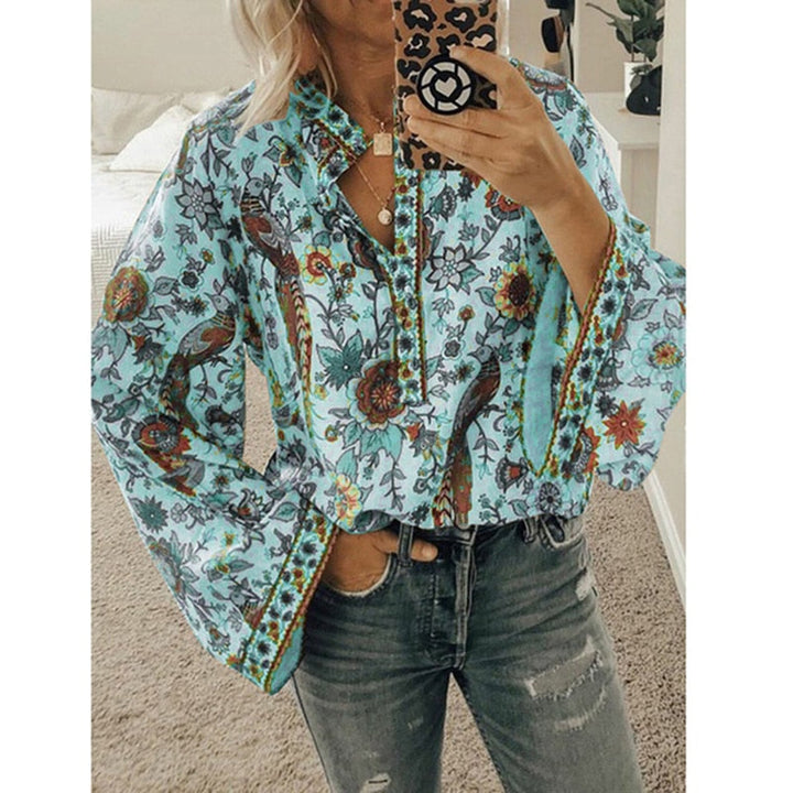 Levoire | Élégante Chemise Boho Chic Femme Vert