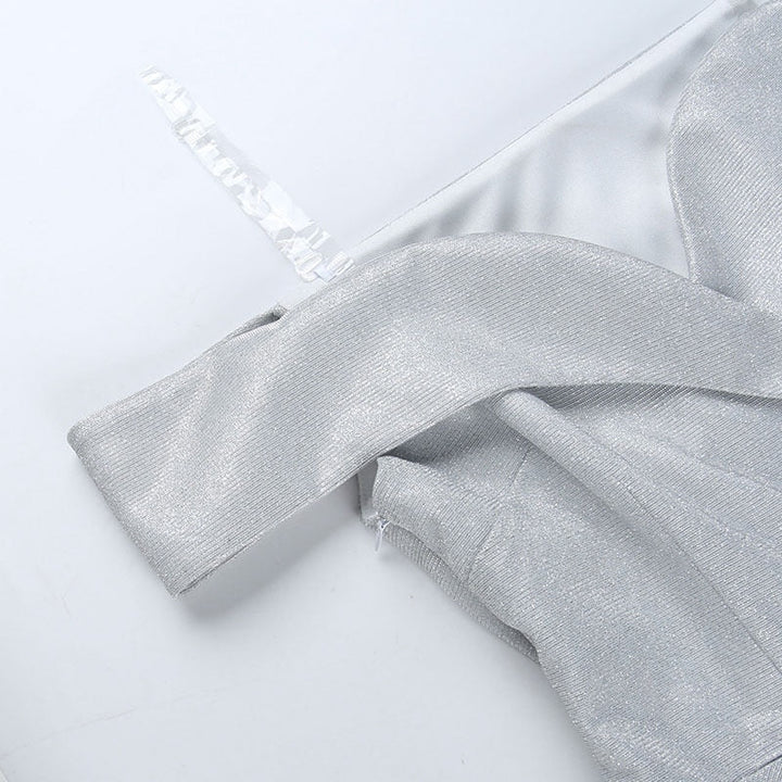 Levoire | Robe Mini Plissée Épaule Dénudée Brillante