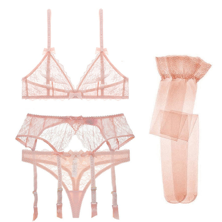 Levoire | Ensemble De Lingerie En Dentelle 4 Pièces Rose clair
