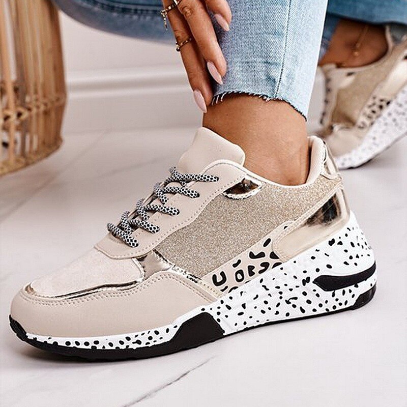 Levoire | Chaussures À Lacets Avec Motif Léopard Or
