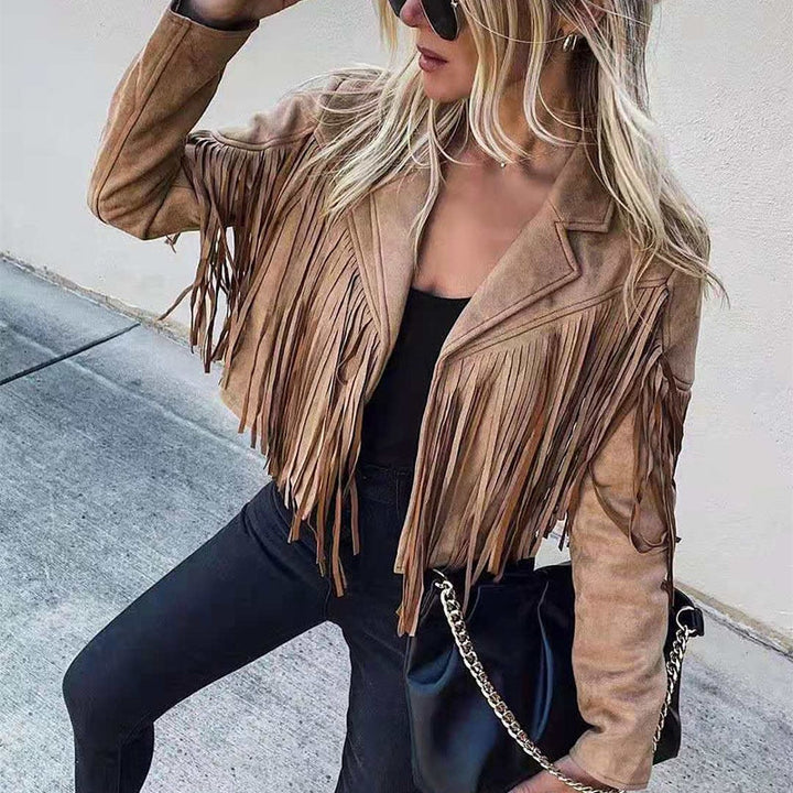 Levoire | Veste En Cuir Nubuck Avec Franges