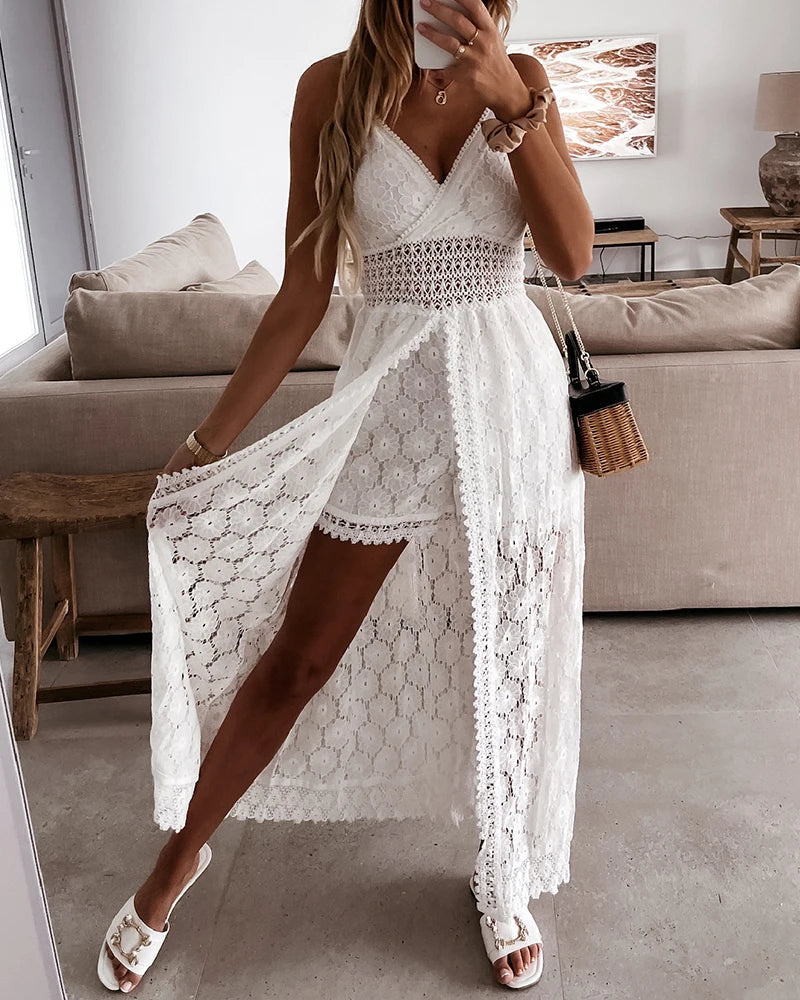 Levoire | Combinaison Avec Imprimé En Dentelle Blanc