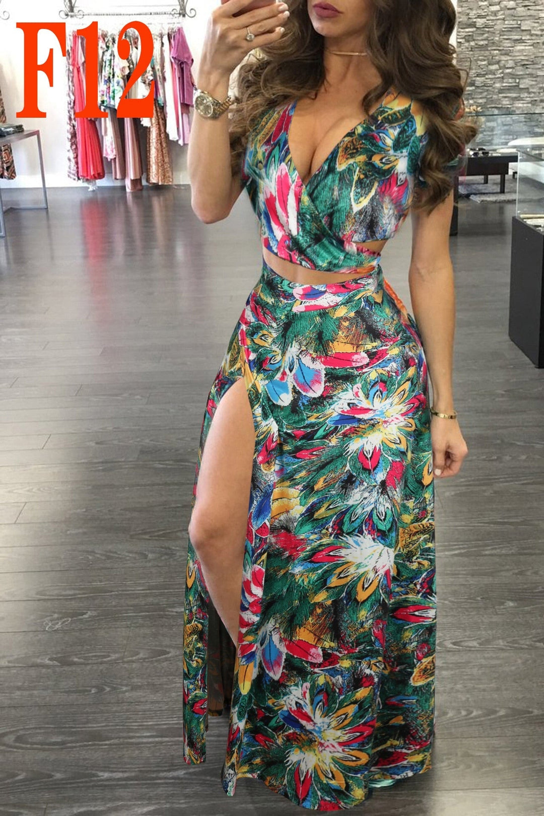 Levoire | Haut De Crop À Motif Floral & Jupe Longue Fendue Espoir