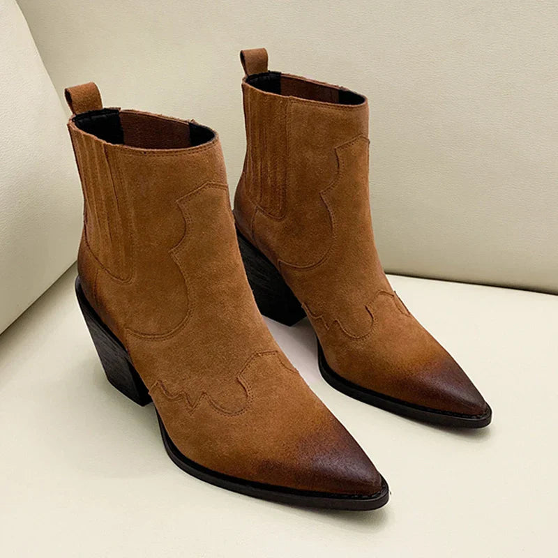 Levoire | Bottes En Cuir À Talon Moyen Pour Femmes