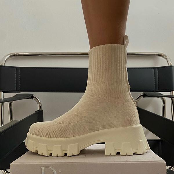Levoire | Botte Chaussette Épais Semelle Antidérapante Détendue Beige