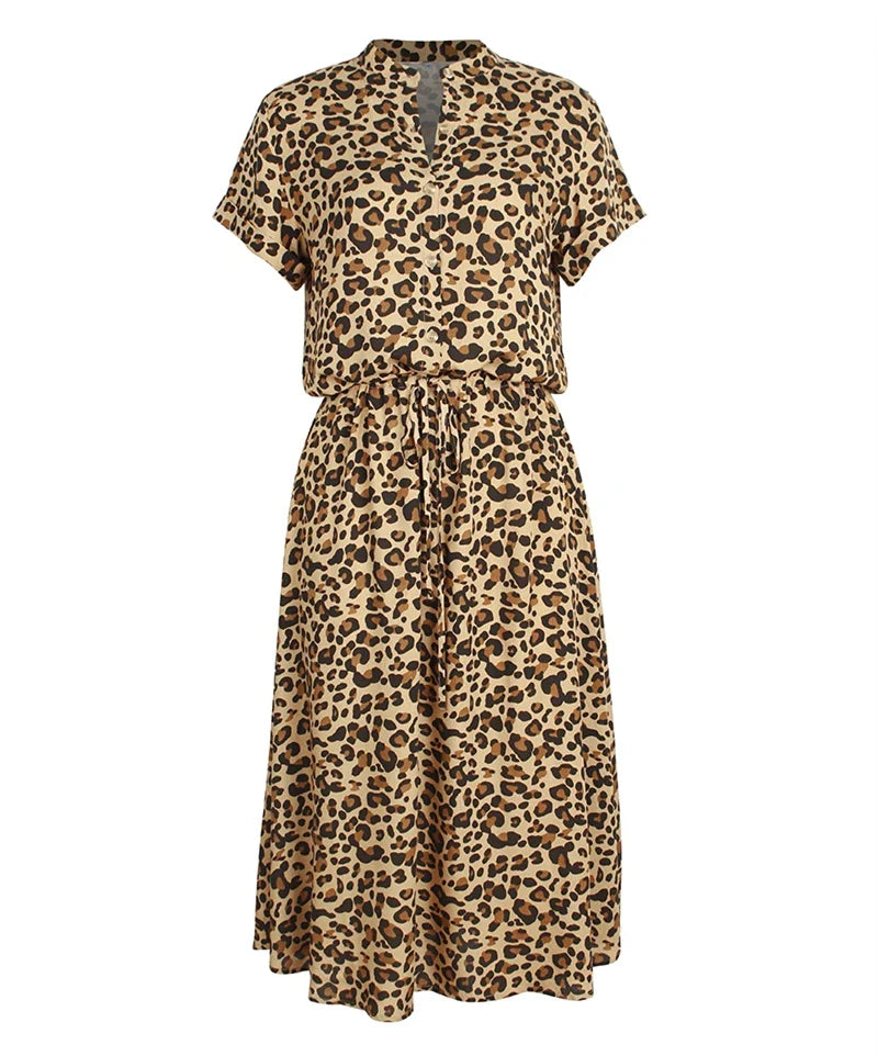 Levoire | Robe Midi Bohème Léopard Khaki