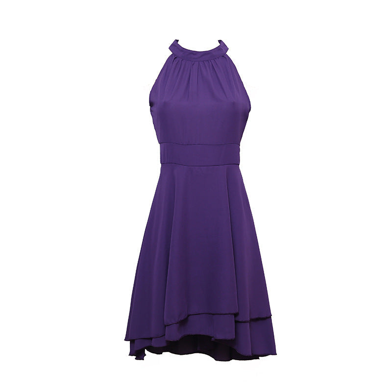 Levoire | Robe D'Été À Bretelles Taille Haute Sans Manches En Chiffon Midi Superposée Ajustement Slim