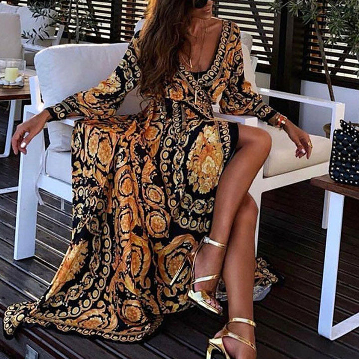 Levoire | Robe Maxi Bohème Avec Imprimé Baroque Pour Femmes
