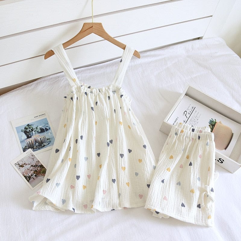 Levoire | Pyjama D'Été Avec Bretelles En Crépon De Coton Ursa Couleur crème