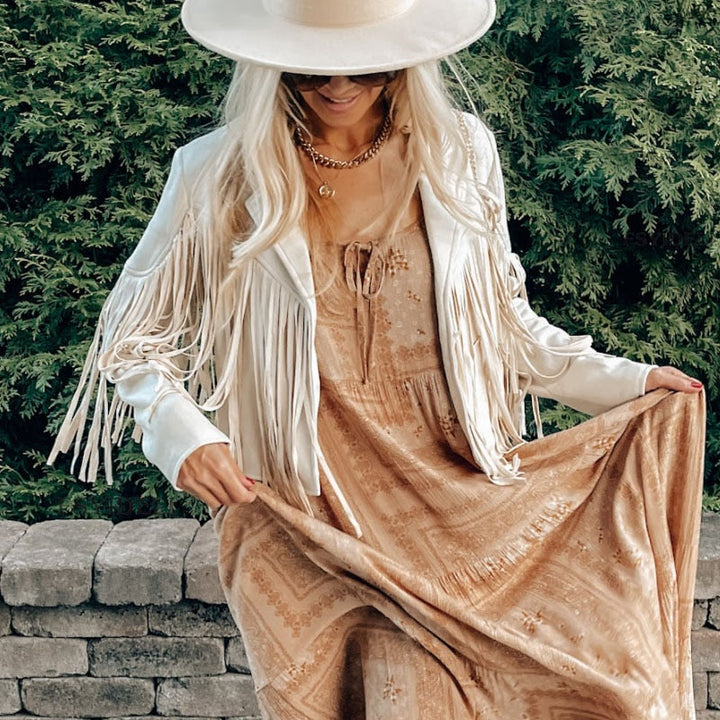Levoire | Veste En Cuir Nubuck Avec Franges