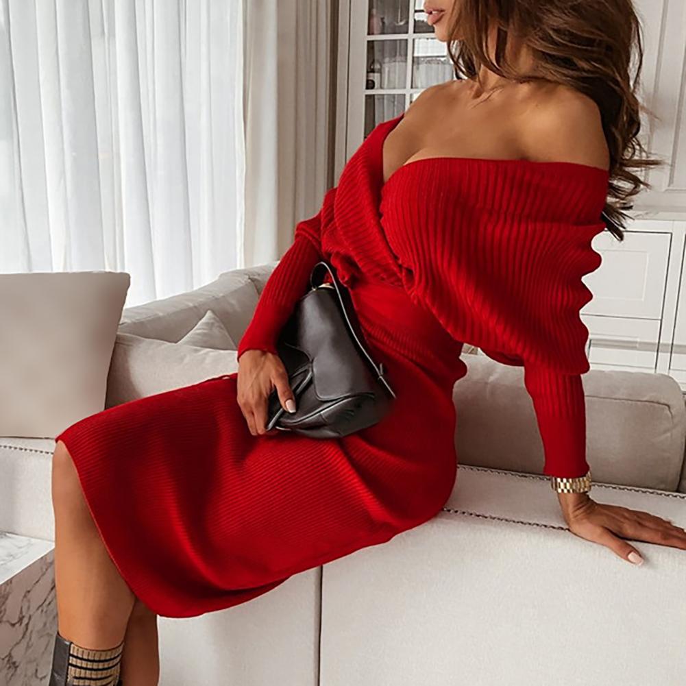 Levoire | Robe Tricotée Ajustée & Dentelle Manches Longues Fermeture À Lacets Jupe Pull