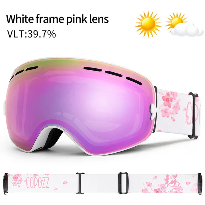 Levoire | De Ski Unisexe Uv400 Anti-Buée Rose Blanc